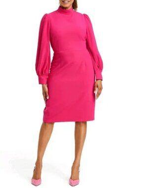Sergio Hudson x Target Dress 1X Pink Balloon Sleeve Sheath Formal Wedding